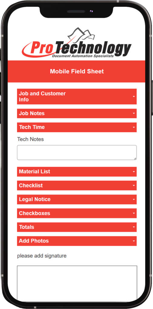 Mobile Field Sheet Jaymob